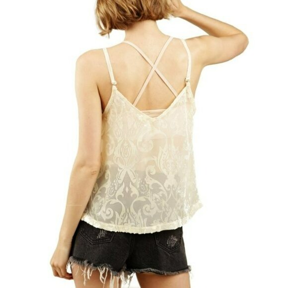 NWT POL Gorgeous Sheer Floral Velvet Burnout Camisole Top - Picture 4 of 5